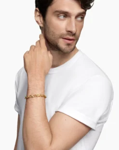 Faceted Link Bracelet 18K Yellow Gold, 9mm
