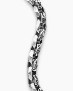Faceted Link Bracelet Sterling Silver with Black Diamonds, 11.6mm