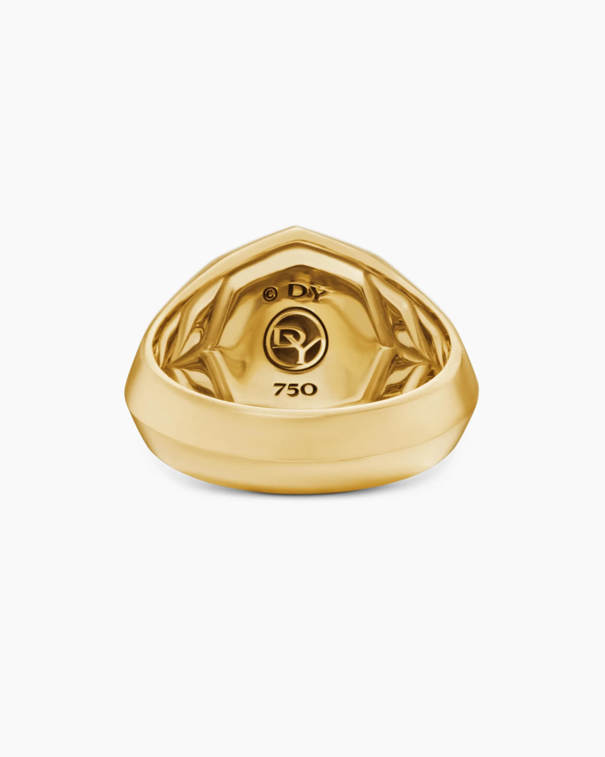 Faceted Signet Ring 18K Yellow Gold with Garnet, 17.3mm