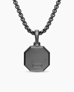 Faceted Stone Amulet Black Titanium, 16mm