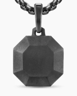 Faceted Stone Amulet Black Titanium, 16mm