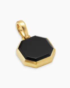 Faceted Stone Amulet 18K Yellow Gold with Black Onyx, 16mm