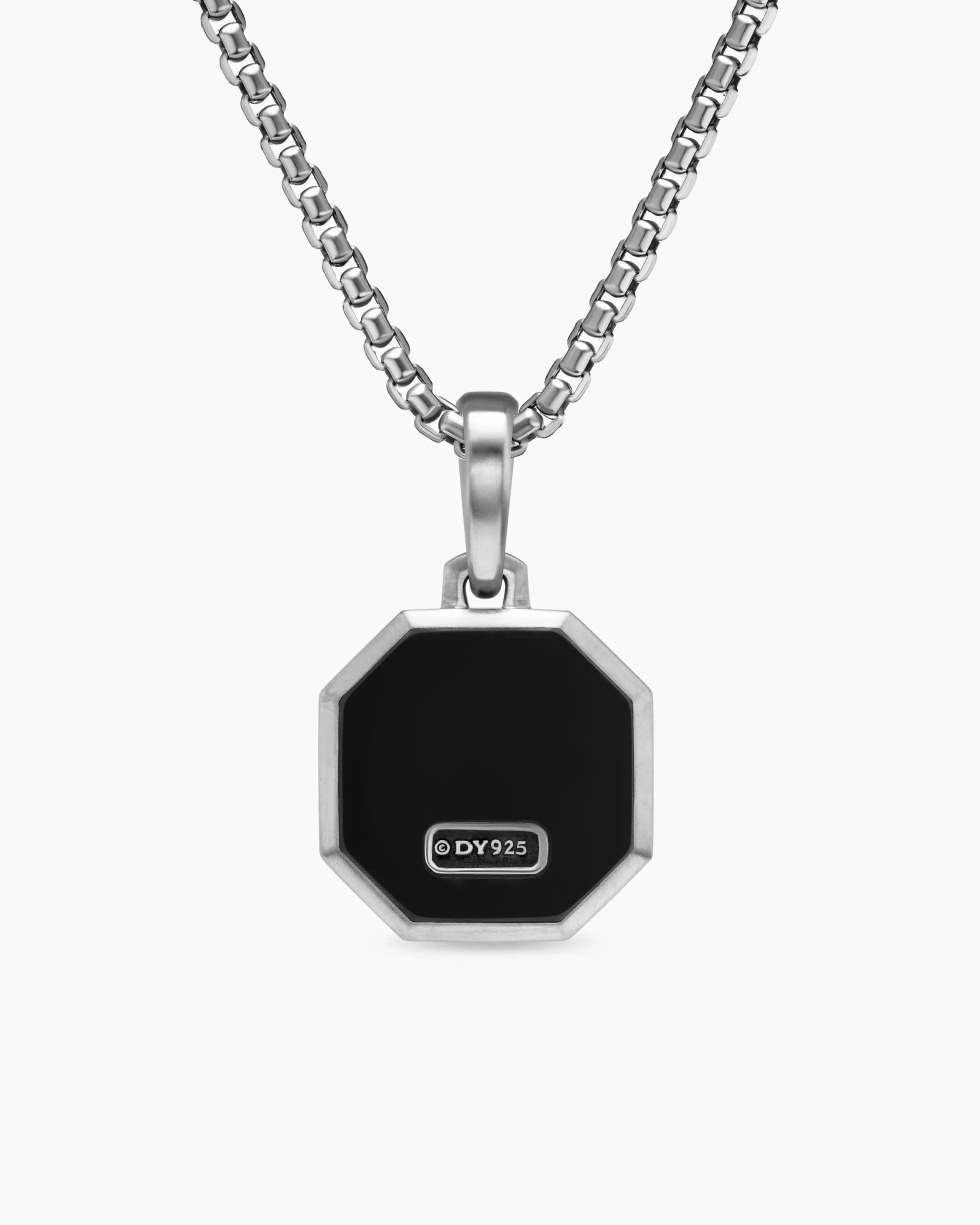 Faceted Stone Amulet Sterling Silver with Black Onyx, 16mm