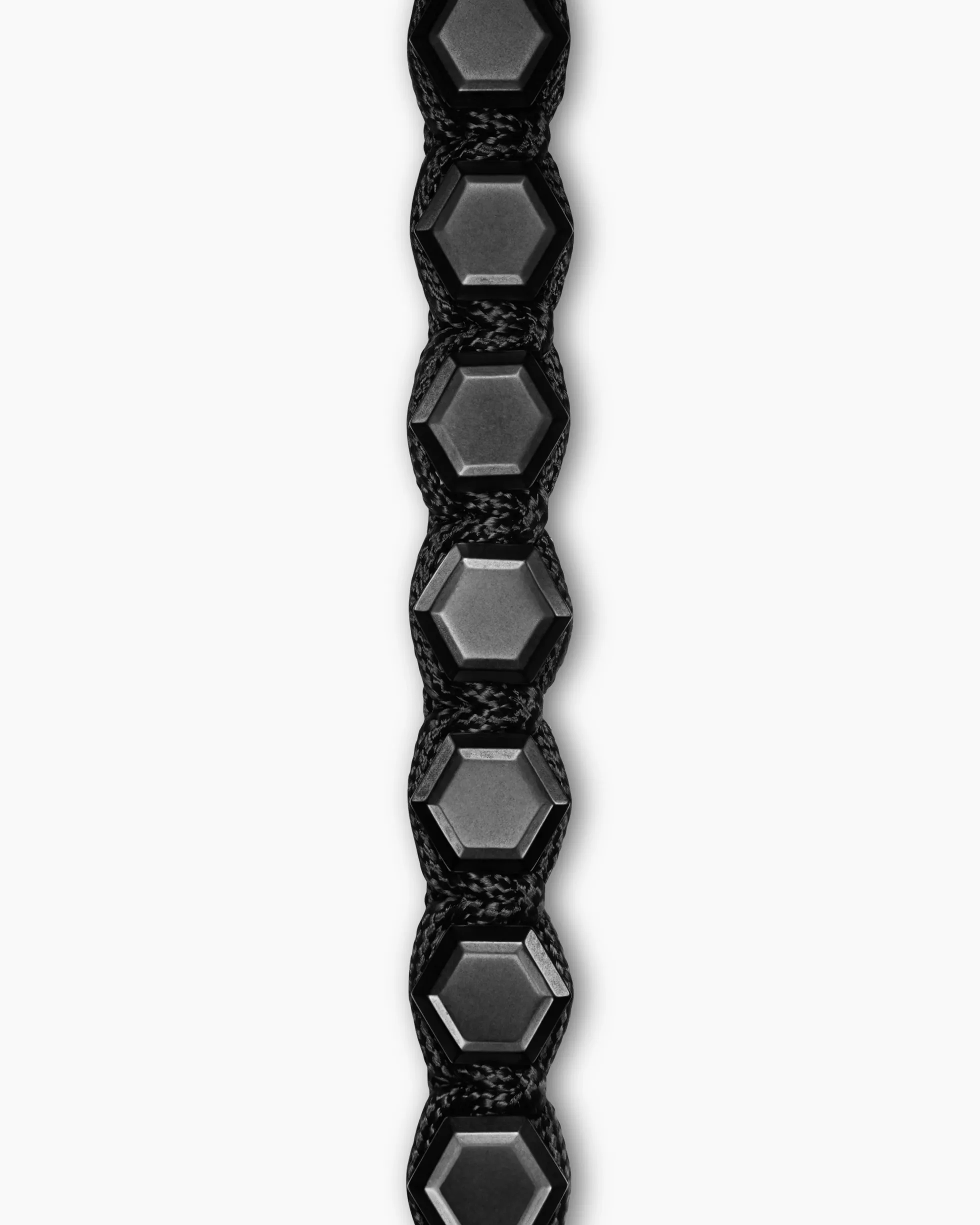Faceted Woven Bracelet Black Titanium with Black Nylon and Black Onyx, 8mm
