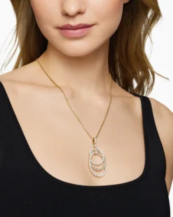 Floating Diamonds Drop Pendant Yellow Gold