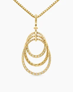 Floating Diamonds Drop Pendant Yellow Gold