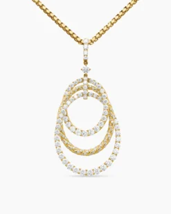 Floating Diamonds Drop Pendant Yellow Gold