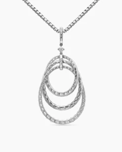 Floating Diamonds Drop Pendant White Gold