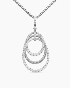 Floating Diamonds Drop Pendant White Gold