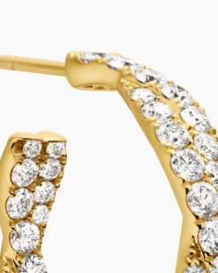 Floating Diamonds Hoop Earrings Yellow Gold