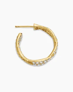 Floating Diamonds Hoop Earrings Yellow Gold