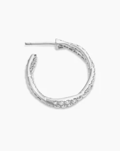 Floating Diamonds Hoop Earrings White Gold