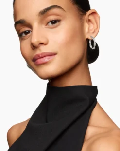 Floating Diamonds Hoop Earrings White Gold