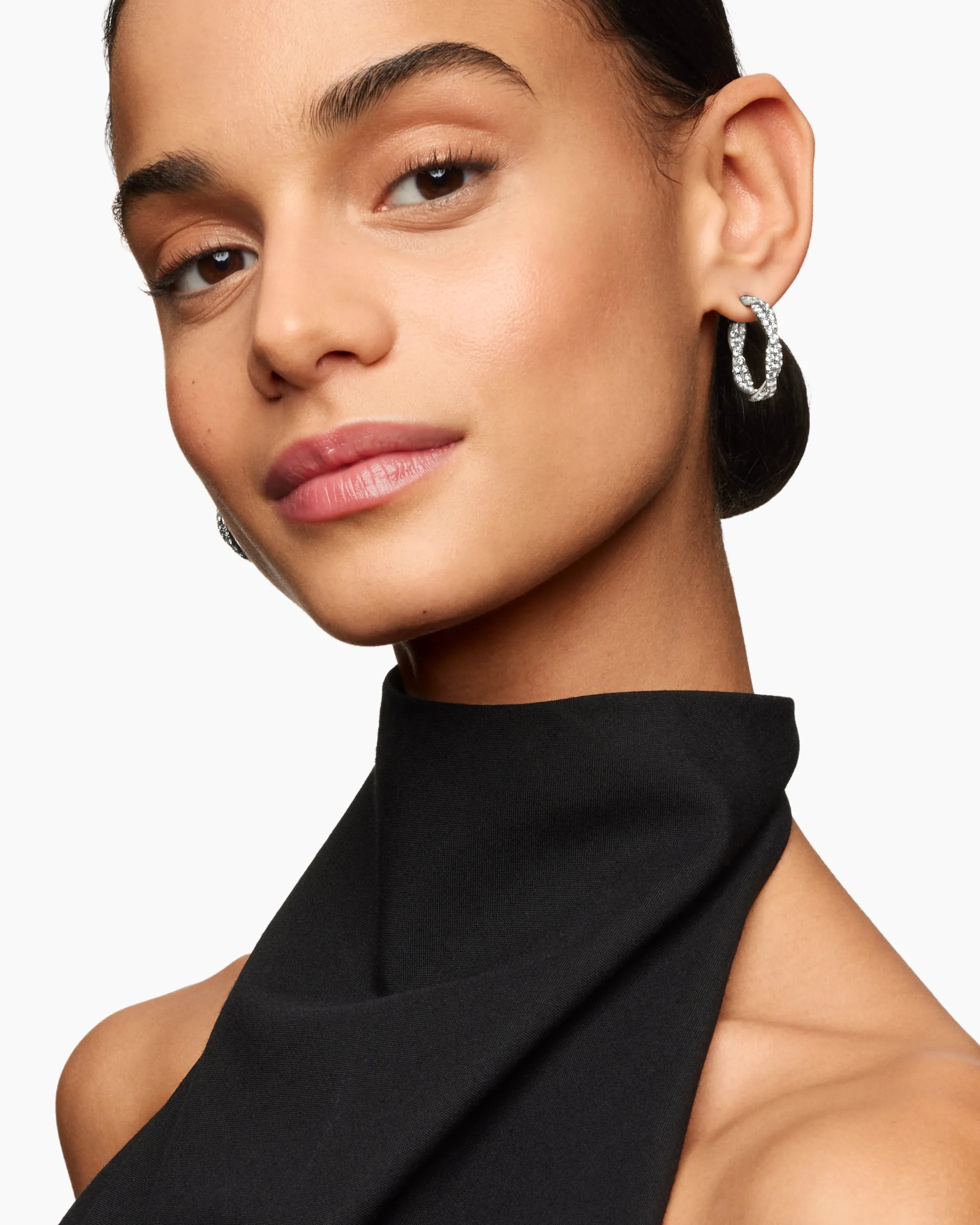Floating Diamonds Hoop Earrings White Gold