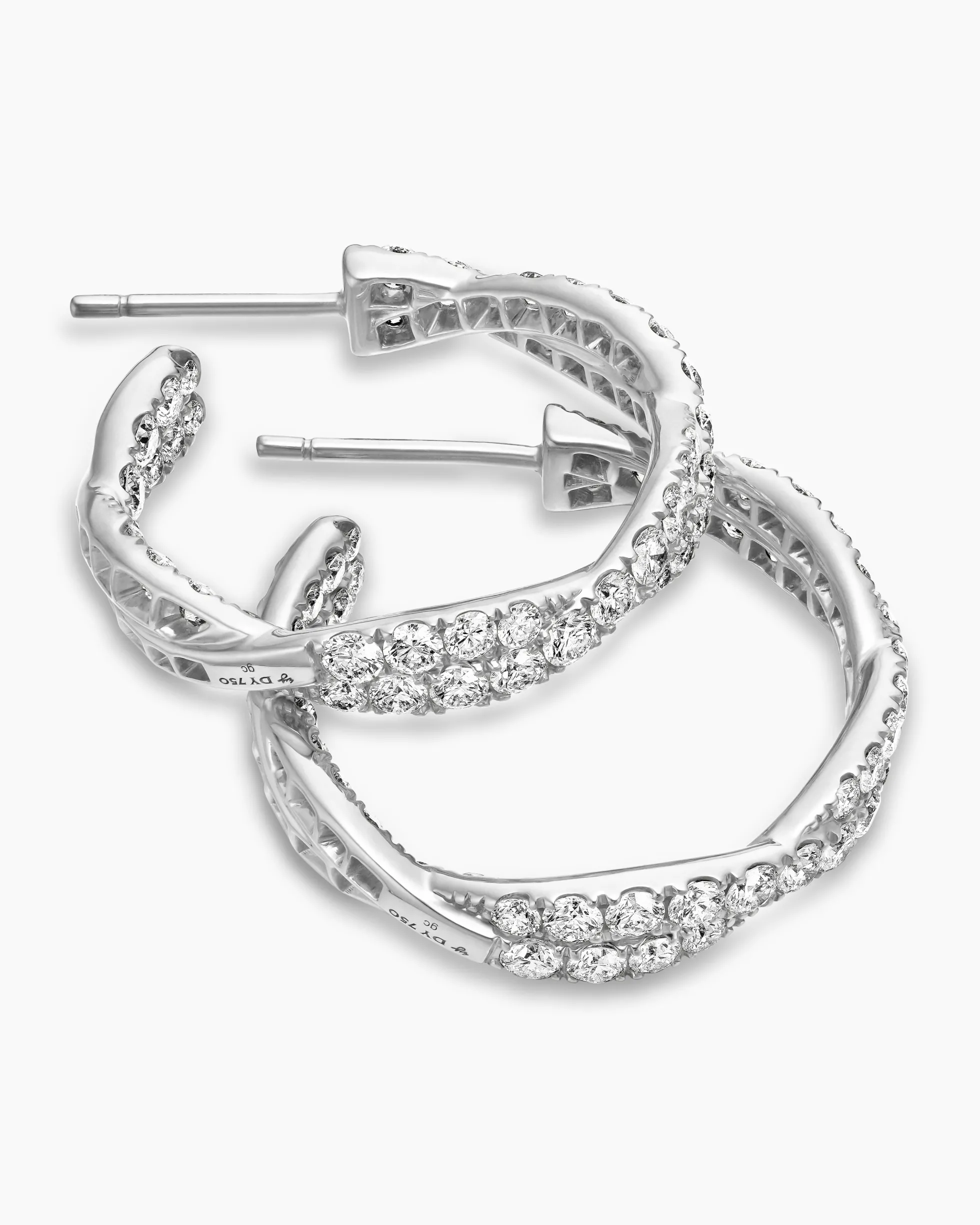 Floating Diamonds Hoop Earrings White Gold