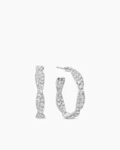 Floating Diamonds Hoop Earrings White Gold