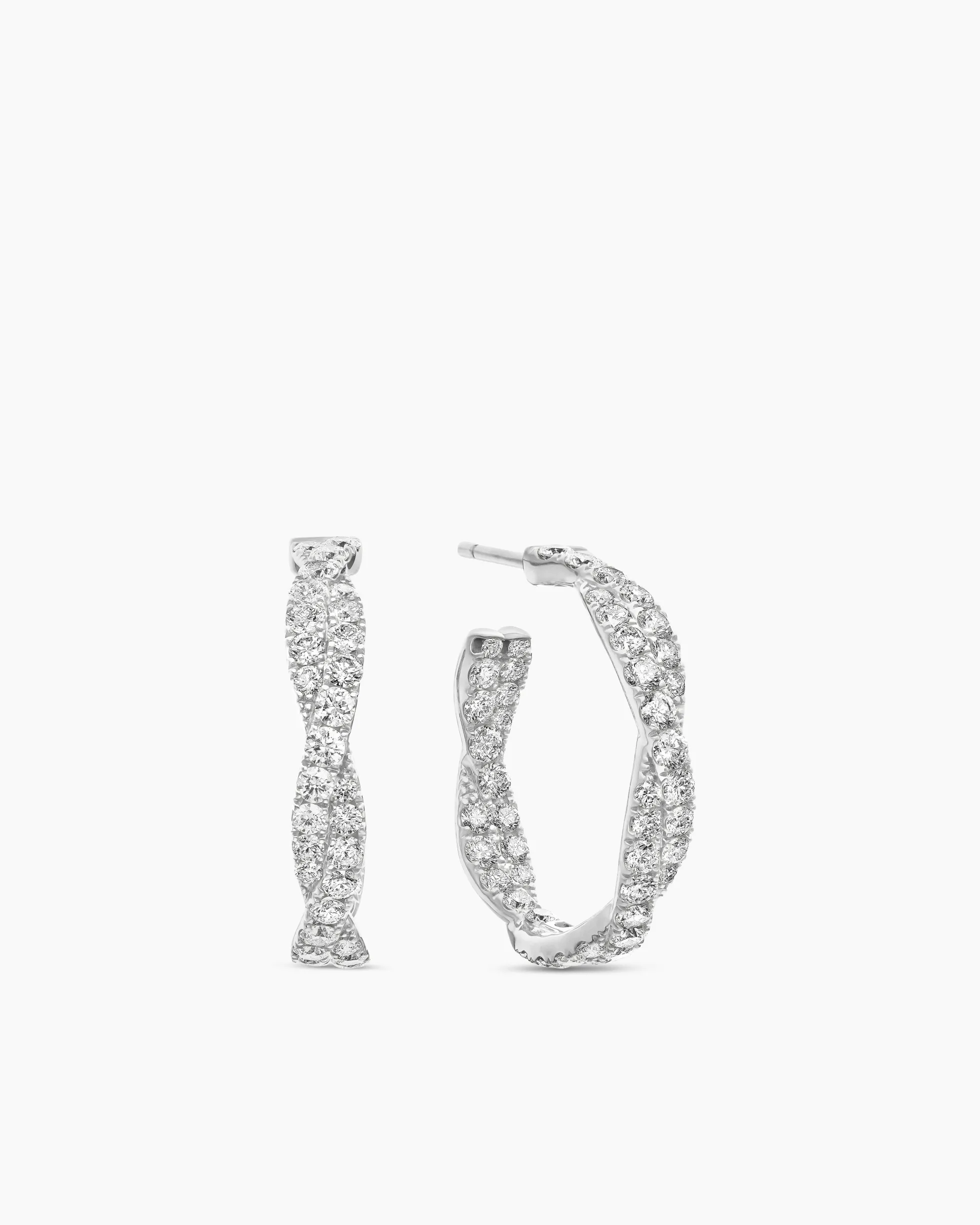 Floating Diamonds Hoop Earrings White Gold