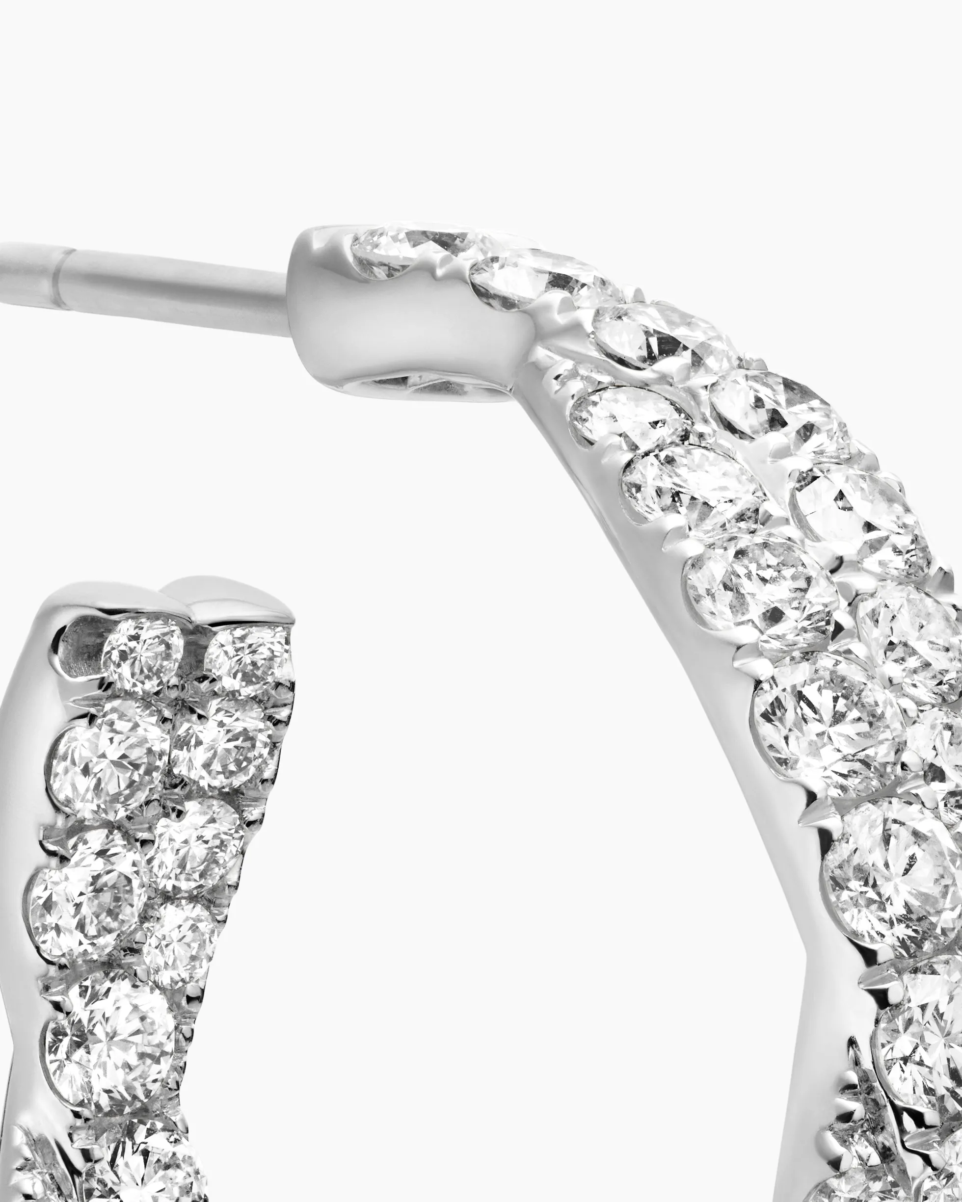 Floating Diamonds Hoop Earrings White Gold