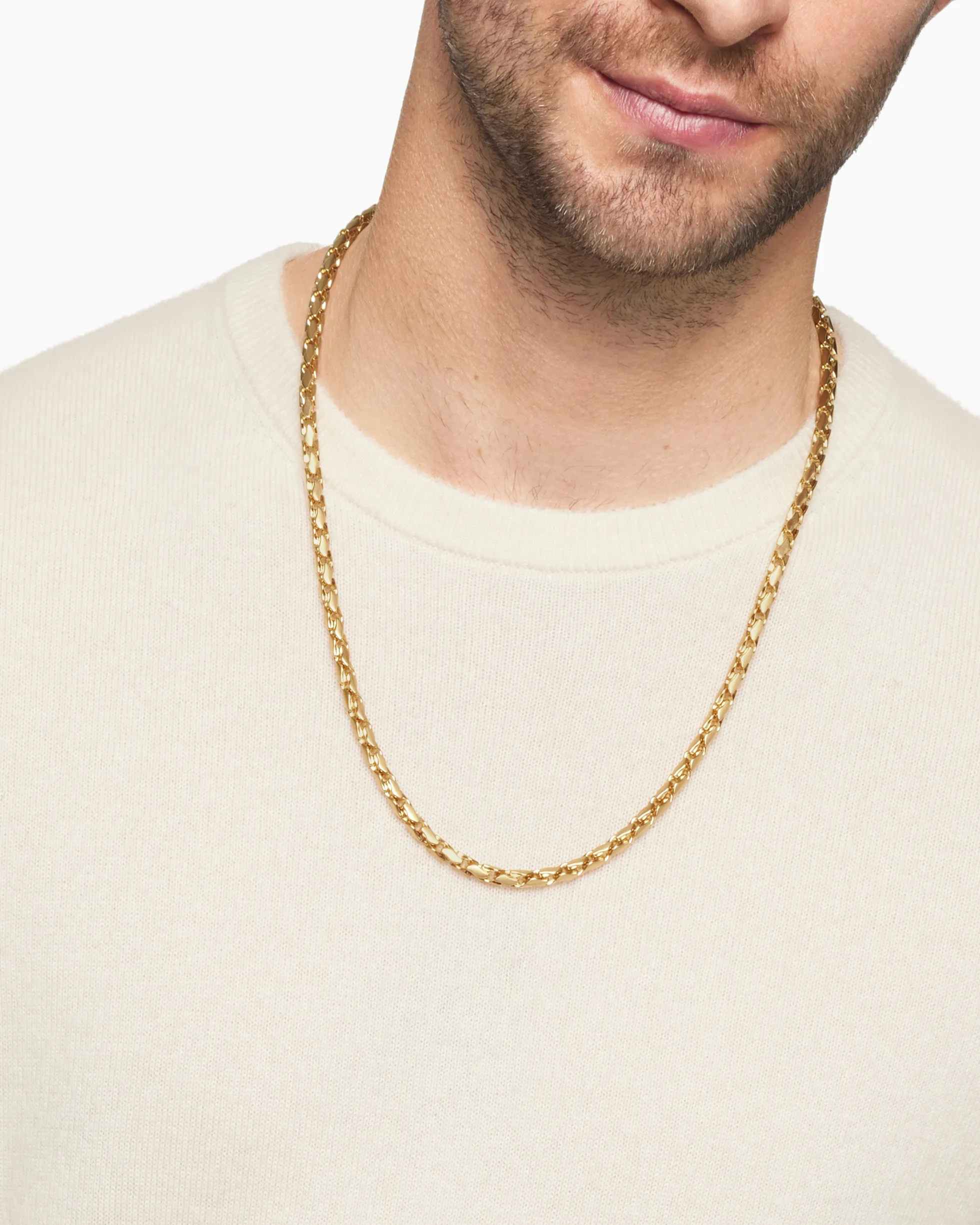Fluted Chain Necklace 18K Yellow Gold, 5mm