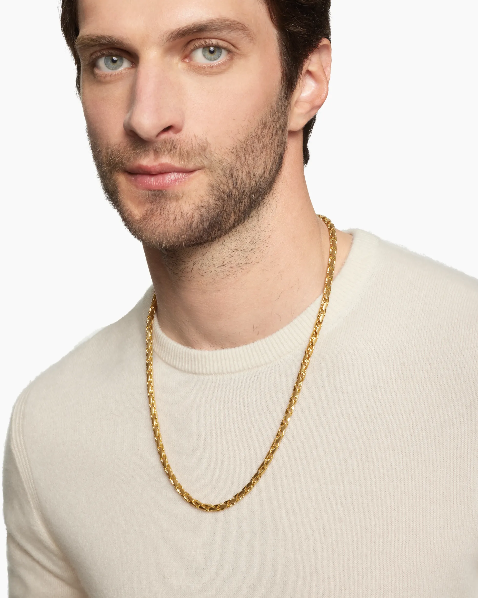 Fluted Chain Necklace 18K Yellow Gold, 5mm