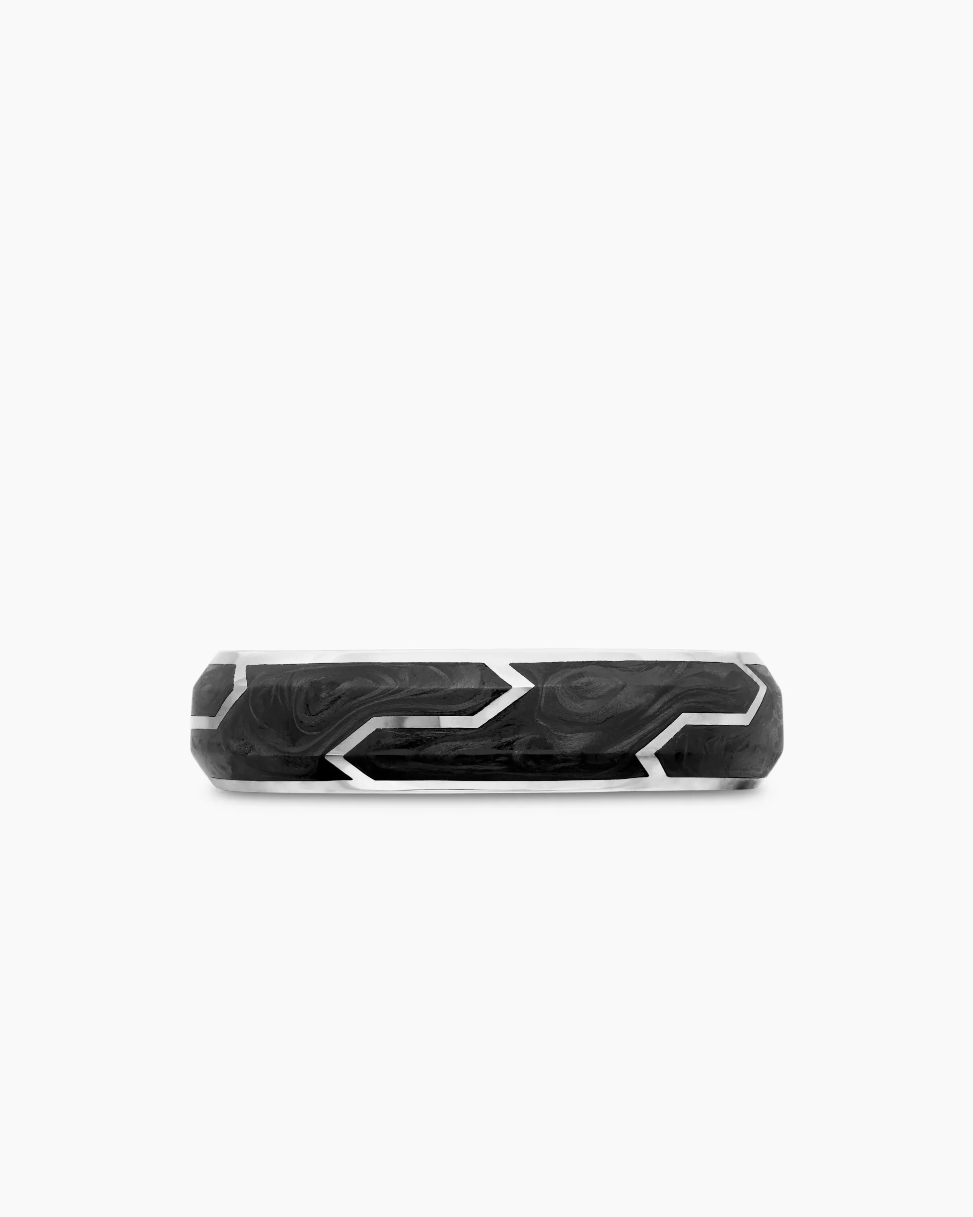 Forged Carbon Band Ring 18K White Gold, 6mm