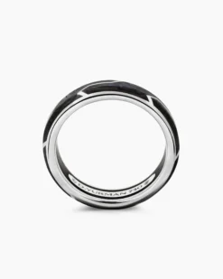 Forged Carbon Band Ring 18K White Gold, 6mm