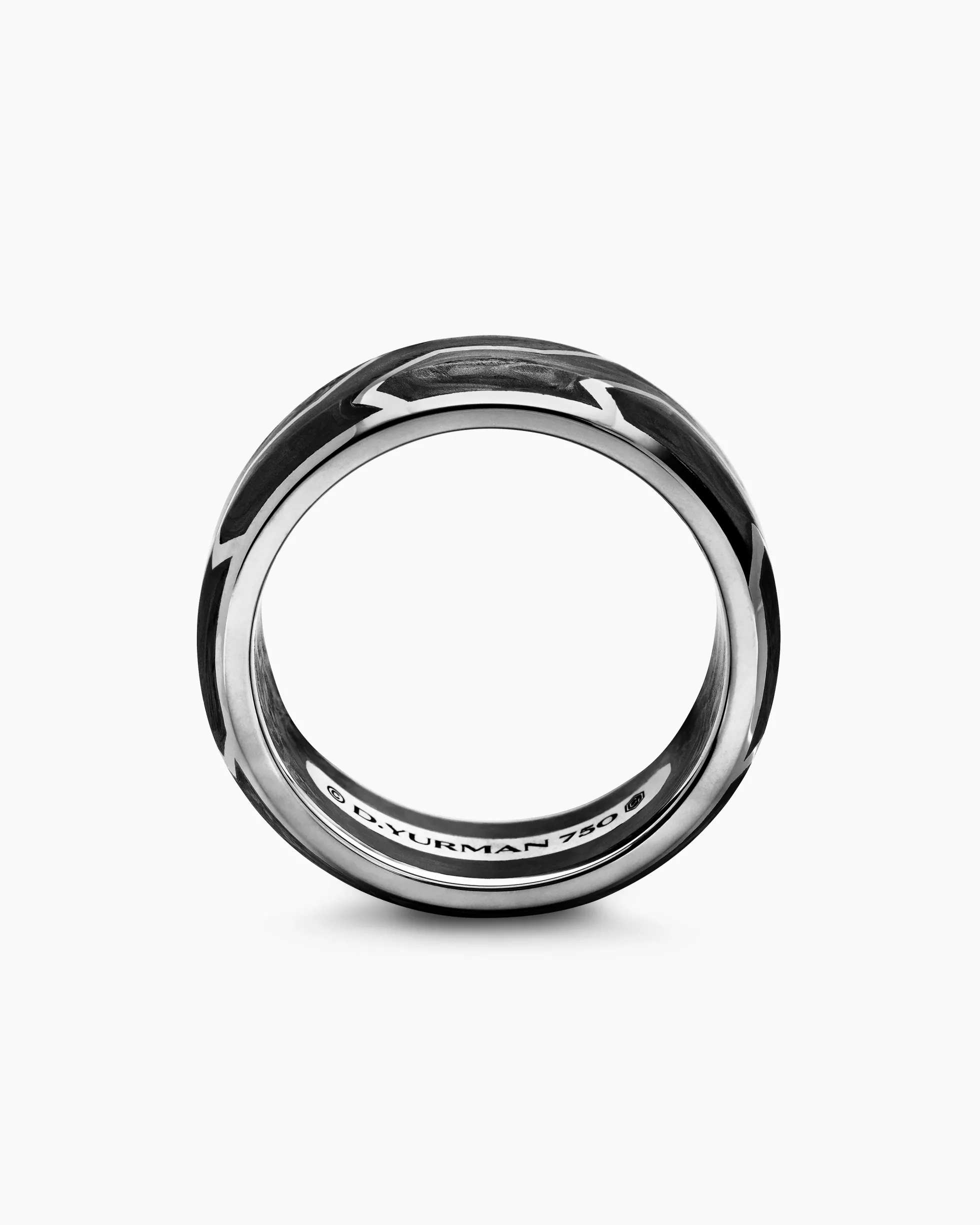 Forged Carbon Band Ring 18K White Gold, 8.5mm