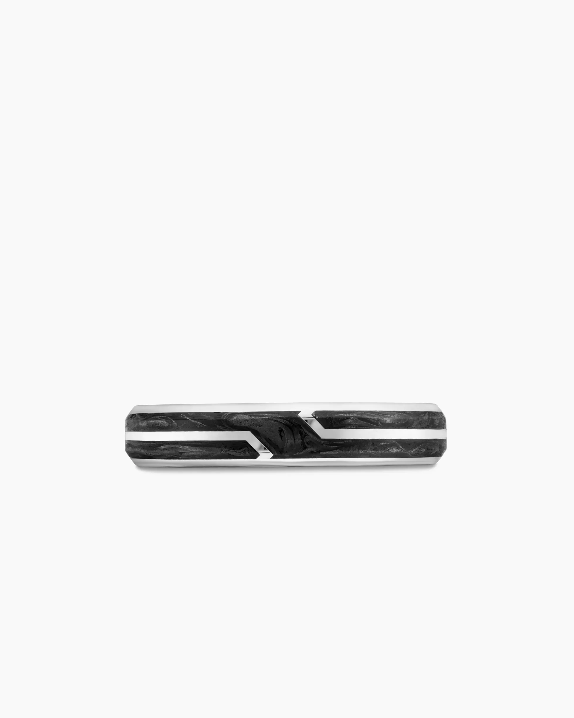 Forged Carbon Band Ring 18K White Gold, 4mm