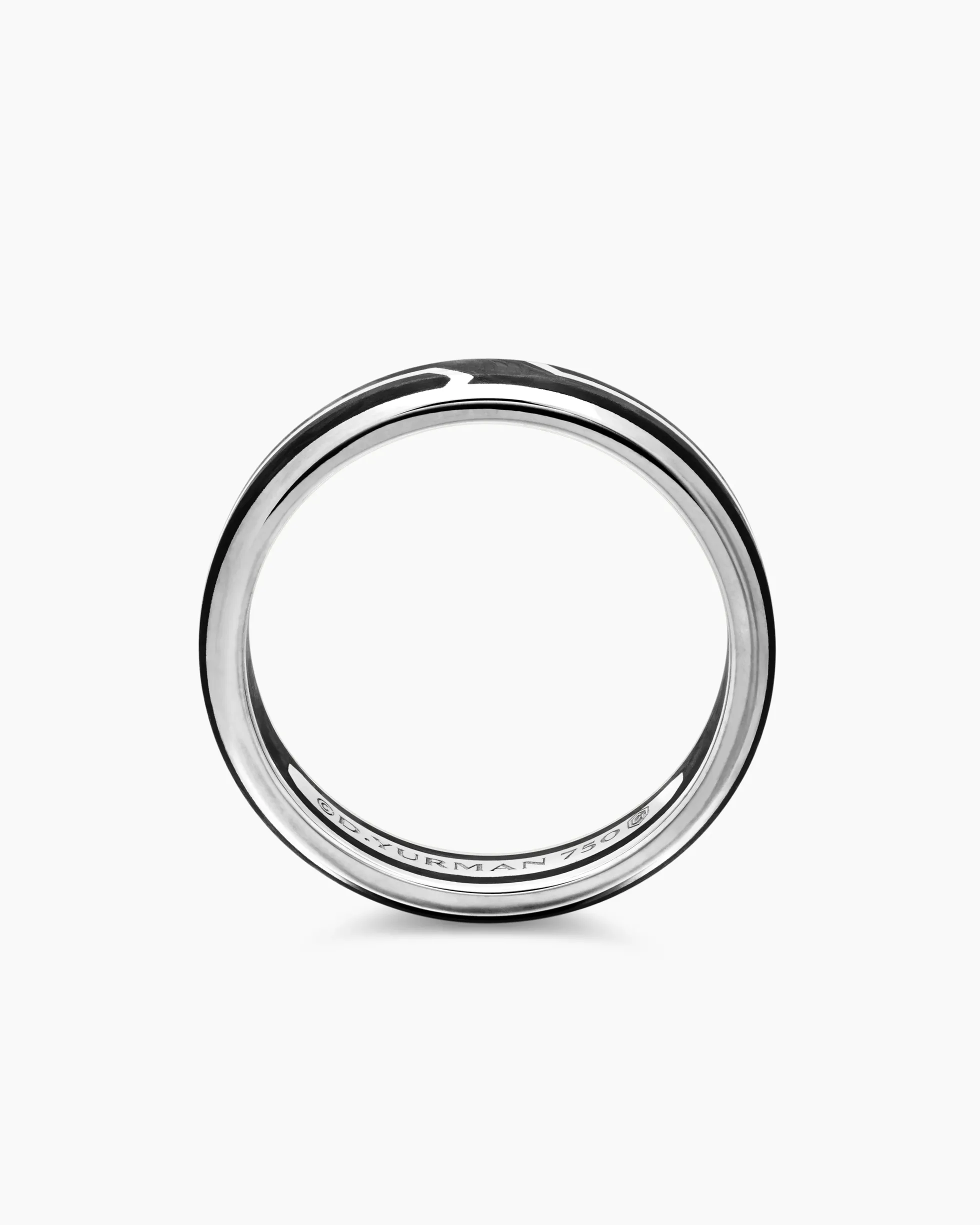 Forged Carbon Band Ring 18K White Gold, 4mm