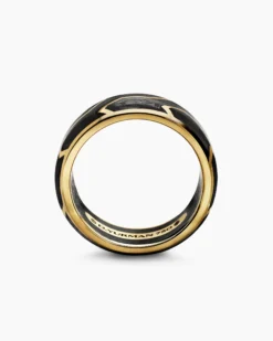Forged Carbon Band Ring 18K Yellow Gold, 8.5mm