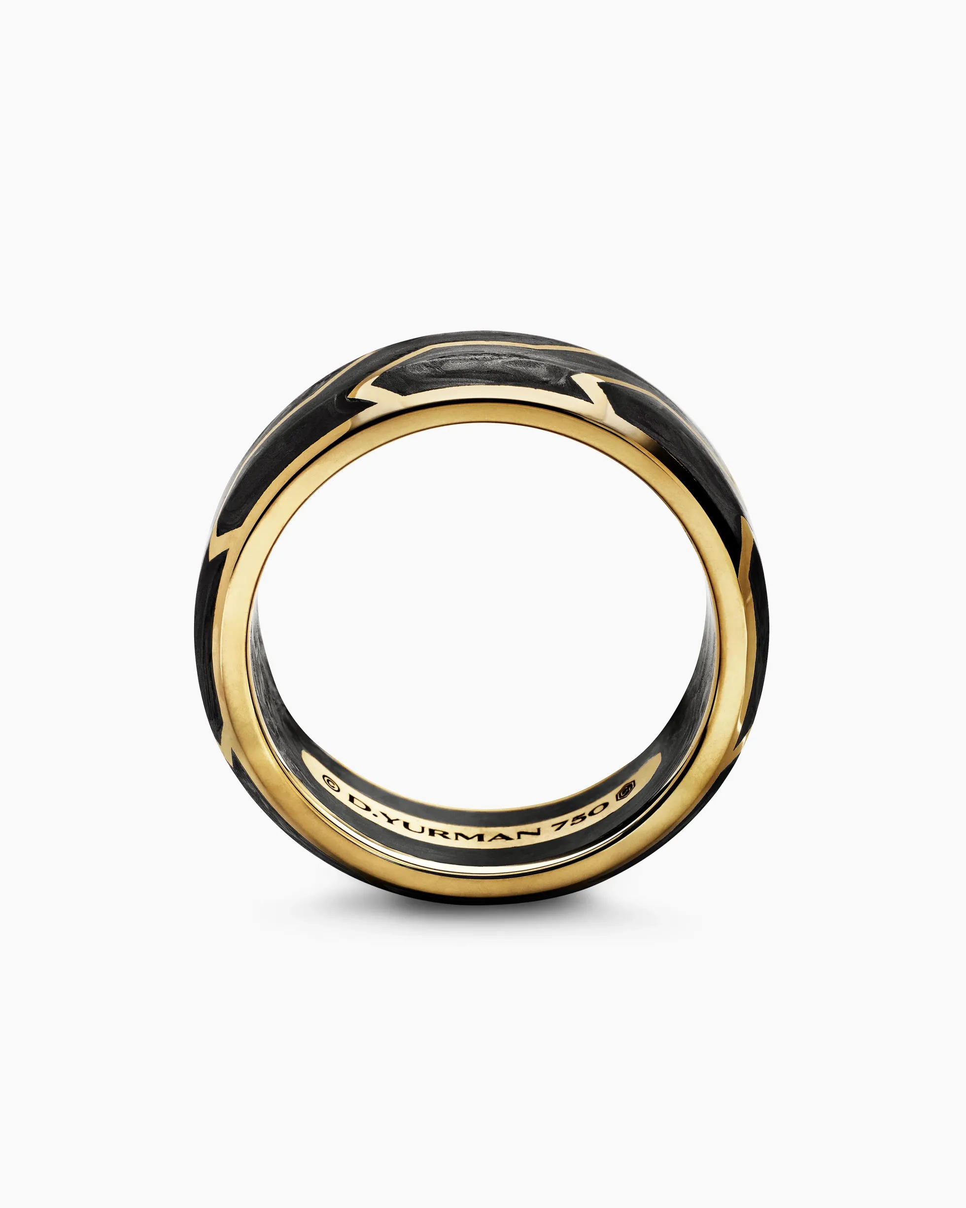 Forged Carbon Band Ring 18K Yellow Gold, 8.5mm