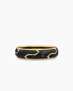 Forged Carbon Band Ring 18K Yellow Gold, 6mm
