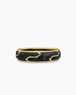 Forged Carbon Band Ring 18K Yellow Gold, 6mm