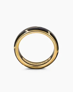 Forged Carbon Band Ring 18K Yellow Gold, 6mm