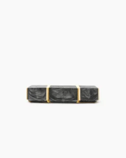 Forged Carbon Faceted Band Ring 18K Yellow Gold, 6mm