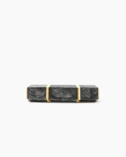 Forged Carbon Faceted Band Ring 18K Yellow Gold, 6mm