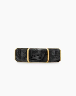 Forged Carbon Faceted Band Ring 18K Yellow Gold, 8mm
