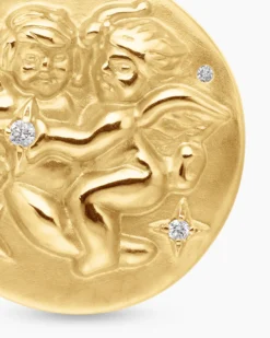 Gemini Amulet 18K Yellow Gold with Diamonds, 19mm