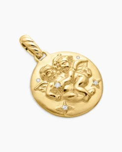 Gemini Amulet 18K Yellow Gold with Diamonds, 19mm