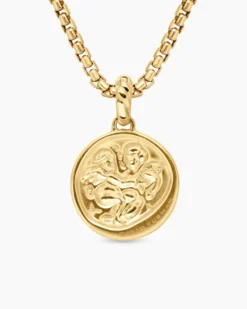 Gemini Amulet 18K Yellow Gold with Diamonds, 19mm