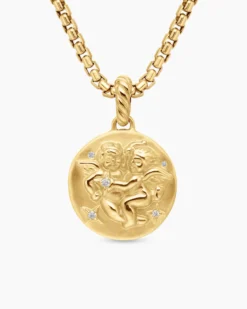 Gemini Amulet 18K Yellow Gold with Diamonds, 19mm