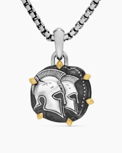 Gemini Amulet Sterling Silver with 18K Yellow Gold, 23mm