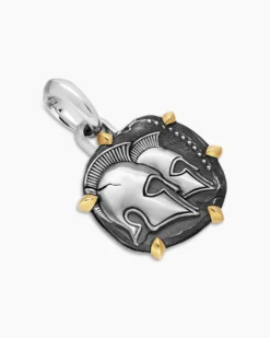 Gemini Amulet Sterling Silver with 18K Yellow Gold, 23mm