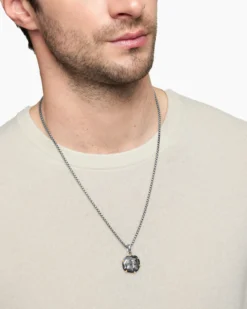 Gemini Amulet Sterling Silver with 18K Yellow Gold, 23mm