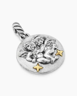 Gemini Amulet Sterling Silver with 18K Yellow Gold and Diamonds, 19mm