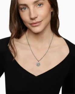 Gemini Amulet Sterling Silver with 18K Yellow Gold and Diamonds, 19mm