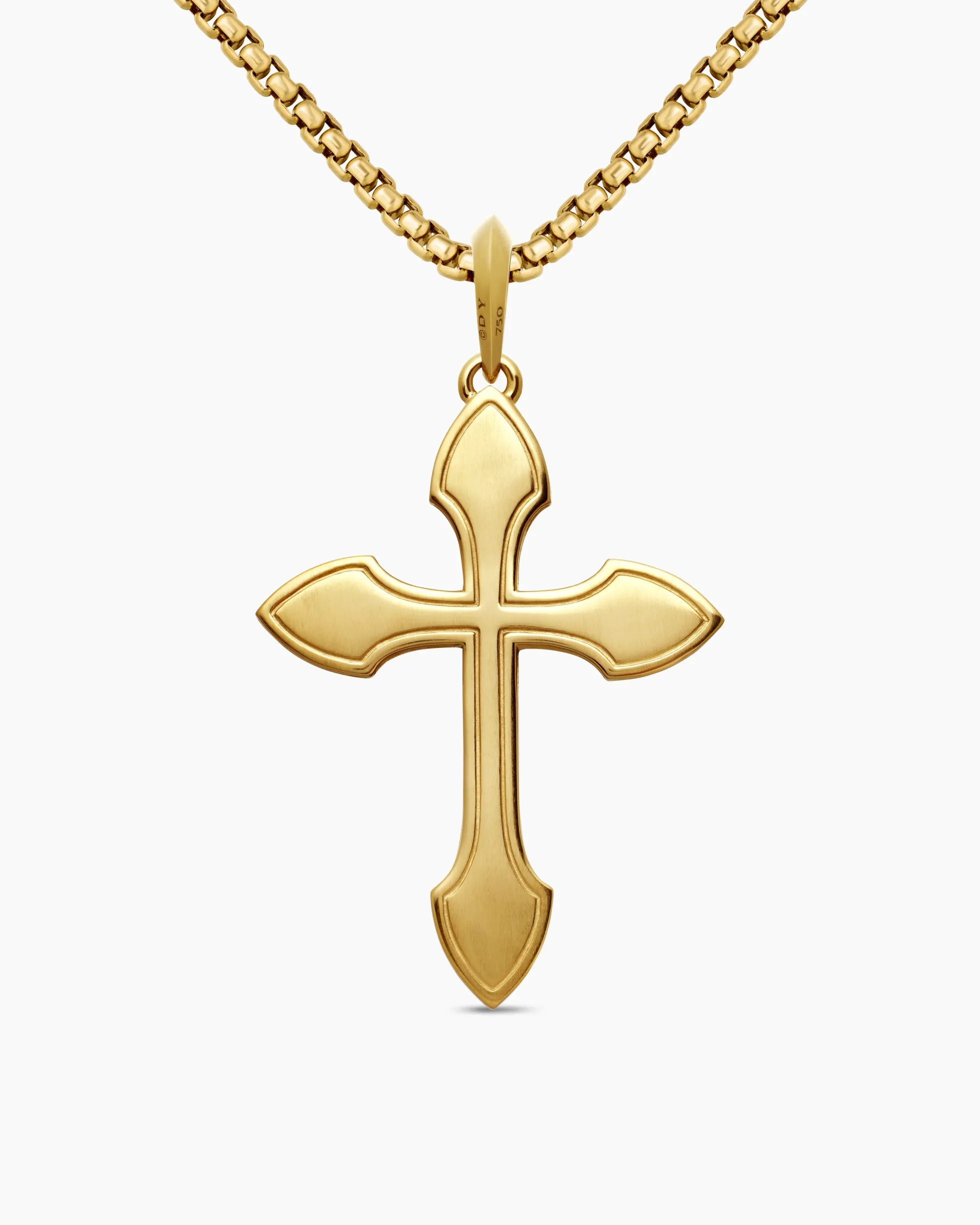 Gothic Cross Pendant 18K Yellow Gold with Diamonds and Emeralds, 36.5mm