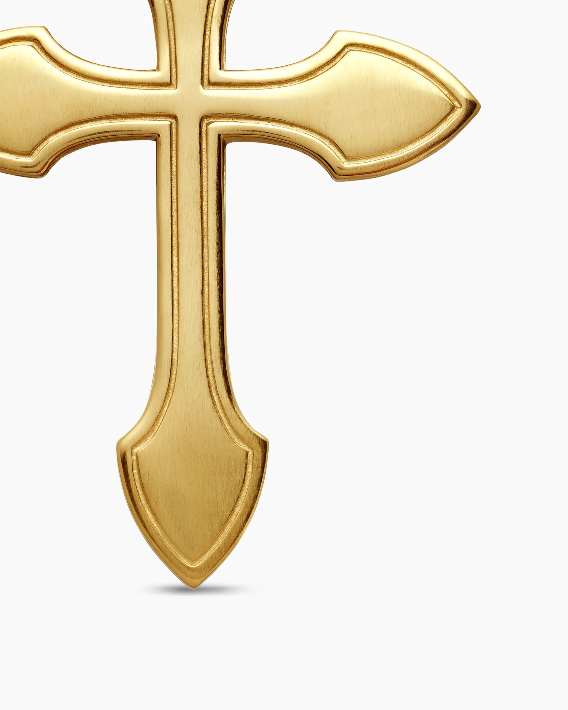 Gothic Cross Pendant 18K Yellow Gold with Diamonds and Emeralds, 36.5mm