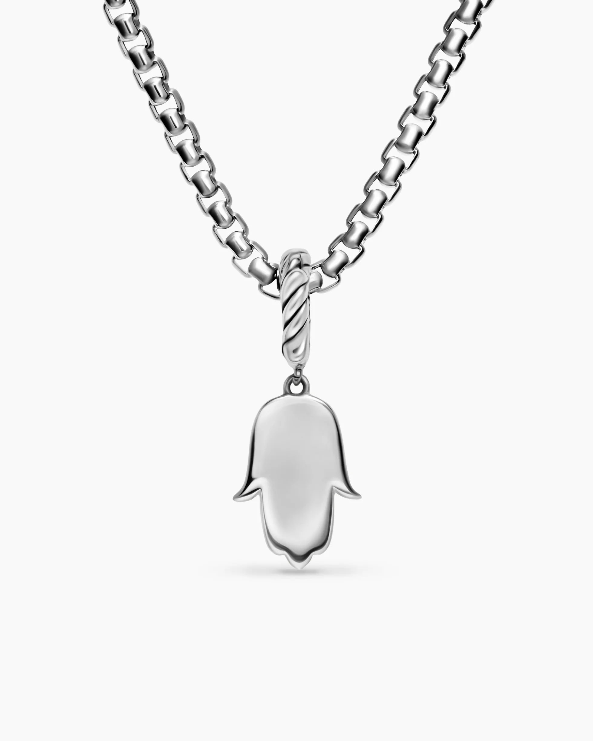 Hamsa Amulet Sterling Silver with Center Diamond, 15.8mm