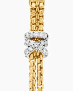 Helena Box Chain Drop Earrings 18K Yellow Gold with Diamonds, 52.8mm